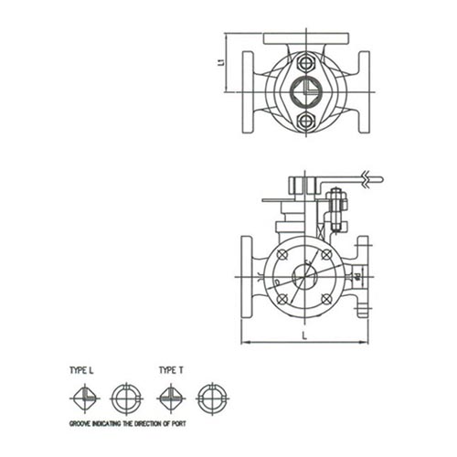 F7381 5K Bronze Cocks Valve - 3 Way - T Type