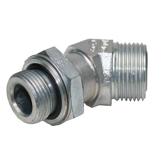 45° Adjustable Male Stud Elbow with O-Ring and Washer Thread Metric Parallel