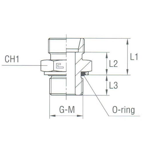 Male Stud Coupling with O-Ring and Washer Thread Metric Parallel - Body Only