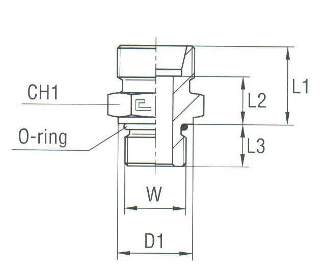 Male Stud Coupling with O-Ring Thread UNF/UN-2A - Body Only - Image 2