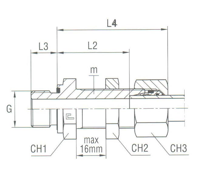 Bulkhead Connection with Elastomer Seal Thread BSP Parallel - Equipped B4 Ring - Image 2
