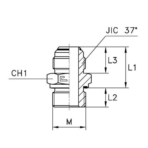 Male Stud Coupling with Elastomer Seal Thread Metric Parallel - O-ring Body