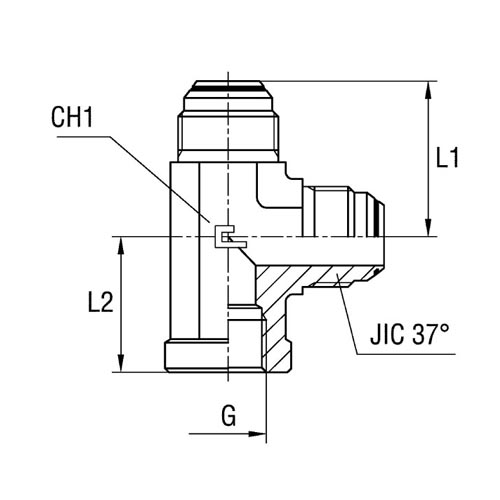 Female Stud Barrel Tee Thread BSP Parallel - O-ring Body