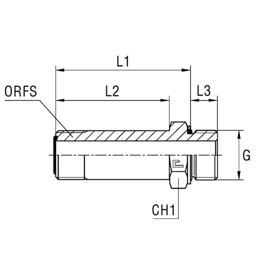 Long Male Stud Coupling with O-Ring and Washer Thread BSP Parallel