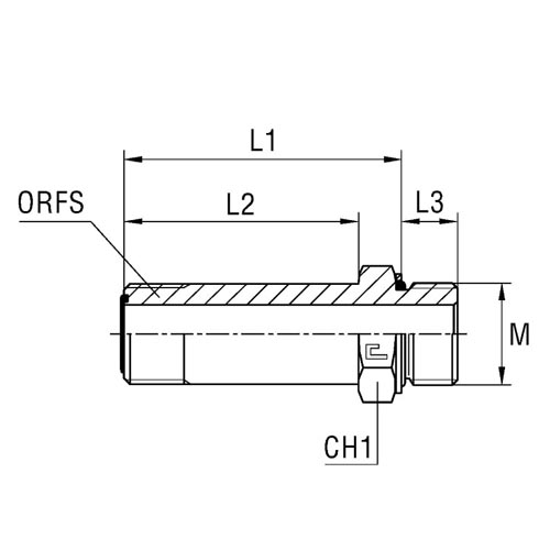 Long Male Stud Coupling with O-Ring and Washer Thread Metric Parallel