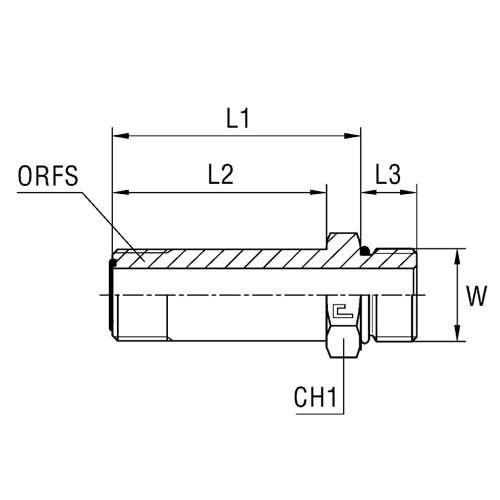 Long Male Stud Coupling with O-Ring Thread UNF/UN-2A