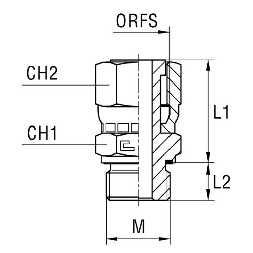 Male Nut Coupling with Crimped Nut and Elastomeric Seal Thread Metric Parallel