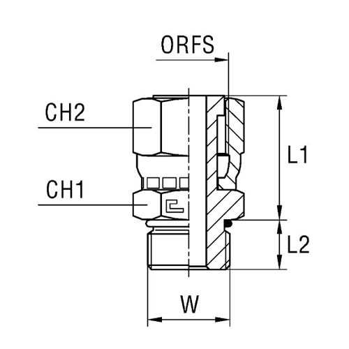 Male Stud Coupling with Crimped Nut and O-Ring Thread UNF/UN-2A