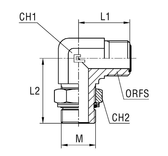 Adjustable Male Stud Elbow with O-Ring and Washer Thread Metric Parallel - Image 2