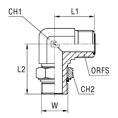 Adjustable Male Stud Elbow with O-Ring Thread UNF/UN-2A - Image 2
