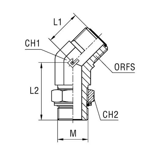 45° Adjustable Male Stud Elbow with O-Ring Thread UNF/UN-2A
