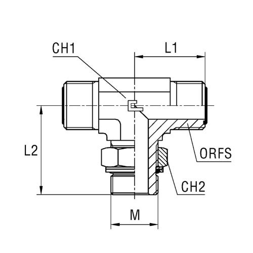 Adjustable Male Stud Branch Tee with O-Ring and Washer Thread Metric Parallel