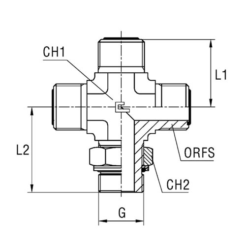 Adjustable Male Stud Cross with O-Ring and Washer Thread BSP Parallel