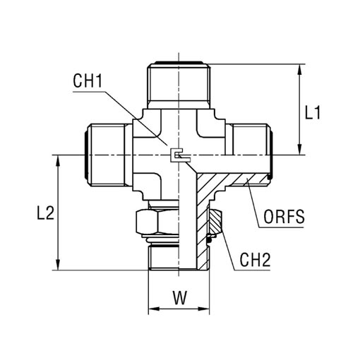 Adjustable Male Stud Cross with O-Ring Thread UNF/UN-2A