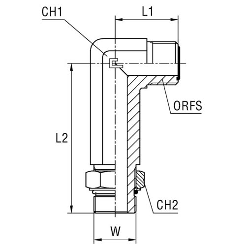 Long Adjustable Male Stud Elbow with O-Ring Thread UNF/UN-2A